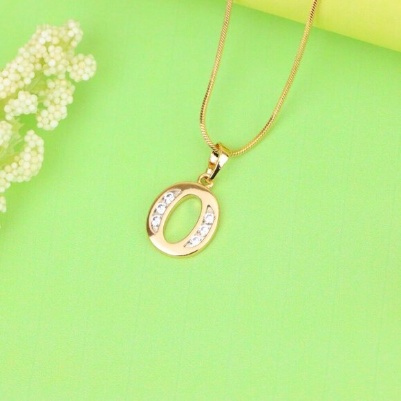 "Rose Gold Letter O Pendant with Crystals – 18K Gold Plated Charm, XPPT1364 - Picture 4 of 13